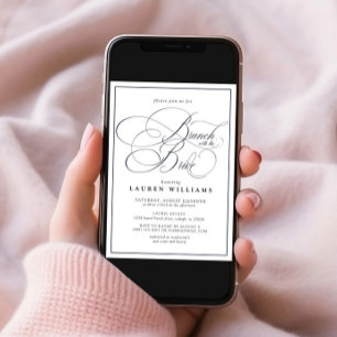 Invitation Élégant Bleu de la Marine Brunch avec mariée