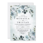 Elégant bleu Dusty Floral Aquarelle Mariage Marine
