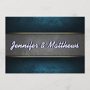 Invitation élégant bleu et Gris-blanc de mariage