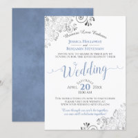 Elégant bleu et gris sur Mariage blanc Livestream