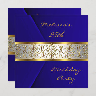 Invitation Elégant Bleu faux Velvet or Trim 25e