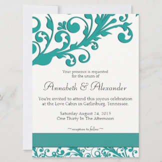Invitation Élégant bleu floral