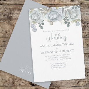 Invitation Elégant bleu floral élégant Aquarelle tendance