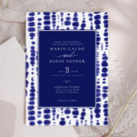 Elégant bleu foncé Shibori Tie Dye Mariage