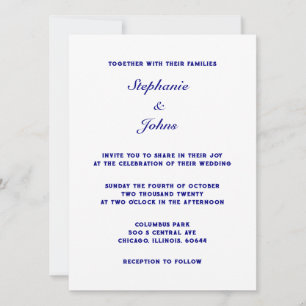 Invitation Élégant bleu marine blanc Simple minimaliste Maria