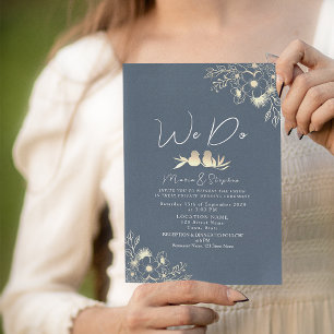 Invitation Elégant bleu marine Nous faisons Mariage