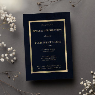 Invitation Élégant bleu marine or événement spécial 