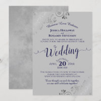 Elégant bleu marine sur gris Mariage Livestream