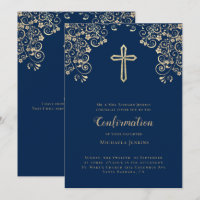 Élégant Bleu Or Bible Verse Confirmation