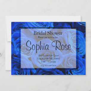 Invitation Elégant bleu rose bleu fleurs bleu bleu bleu flora