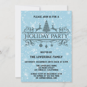 Invitation Elégant Blue Festif Noël Fête de la neige