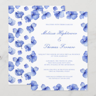 Invitation Élégant Blue Hydrangea Floral Mariage virtuel