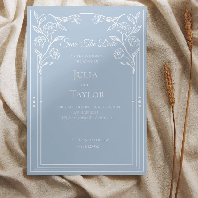 Invitation  Elegant Blue Minimal Save the Date (Créateur téléchargé)