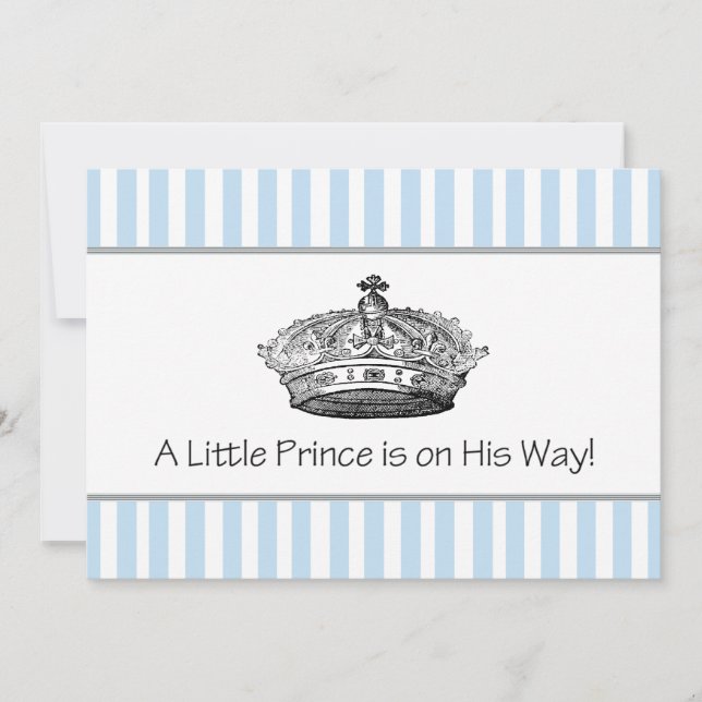 Invitation Elégant Blue Prince Baby Boy Douche (Devant)
