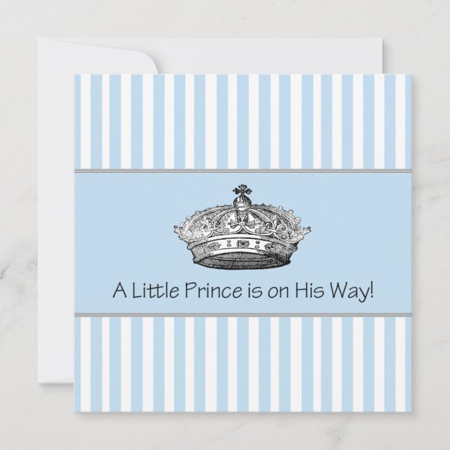 Invitation Elégant Blue Prince Baby Boy Douche (Devant)