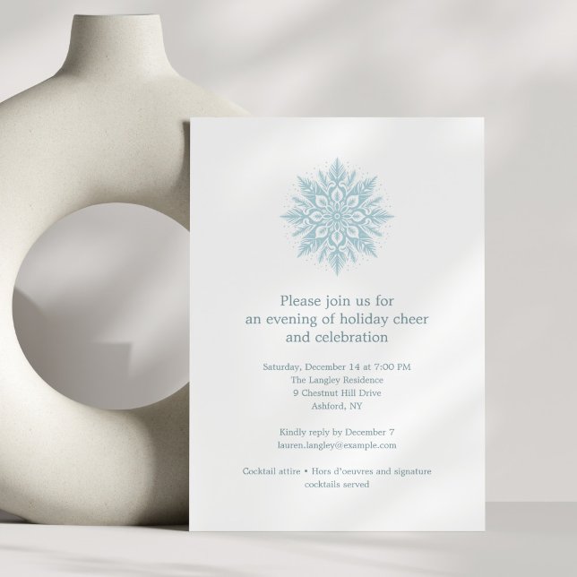 Invitation Elegant Blue Snowflake Simple Christmas Holiday (Créateur téléchargé)
