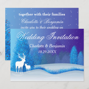 Invitation Elégant Blue Winter Snow Paysage Mariage Invit