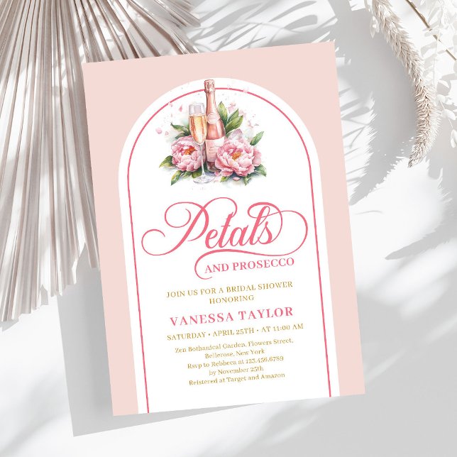 Invitation Elegant blush and gold invite petals and prosecco (Elegant blush and gold invite petals and prosecco

)