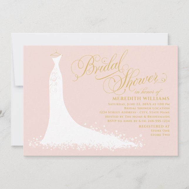 Invitation Elégant Blush et Gold Mariage Fête des mariées de  (Devant)