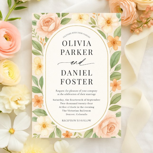 Invitation Elegant Blush Floral Botanical Wedding (Créateur téléchargé)