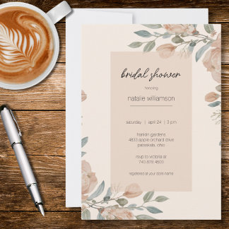 Invitation Elegant Blush Floral Bridal Shower 