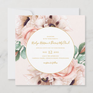 Invitation Élégant Blush Floral Garden Pastel Mariage Carré
