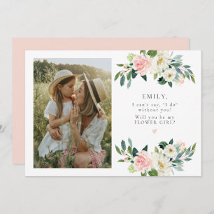 Invitation Elégant Blush Floral Photo Flower Proposition