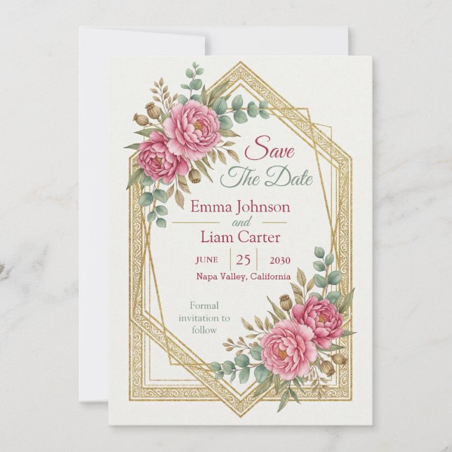 Invitation Elegant Blush Floral Save the Date (Devant)