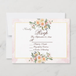 Invitation Elegant Blush Floral Wedding RSVP Card