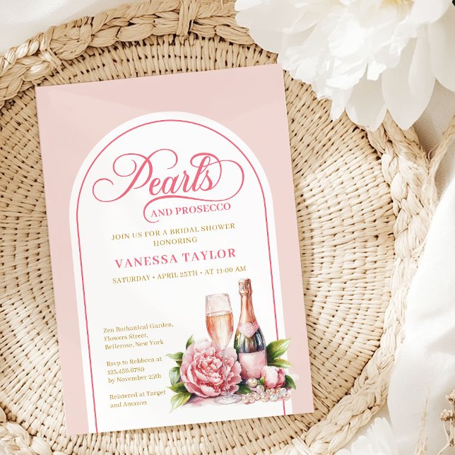 Invitation Elegant Blush Gold Pearls Bridal Shower Invite (Elegant Blush Gold Pearls Bridal Shower Invite)