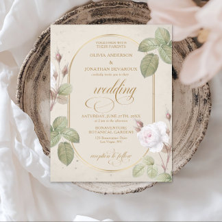 Invitation Elegant Blush & Greenery Floral Arch Wedding  |