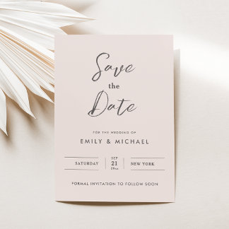 Invitation Élégant Blush Pink Script Wedding Enregistrer la d