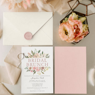 Invitation Elégant Blush rose Floral Bridal Brunch Douche