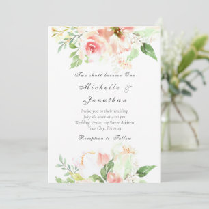 Invitation Élégant Blush rose Floral Mariage chrétien