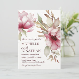 Invitation Élégant Blush rose Floral Mariage chrétien de la B