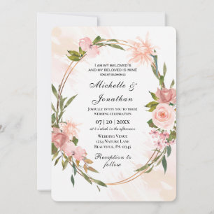 Invitation Elégant Blush Rose Gold Frame Christian Mariage
