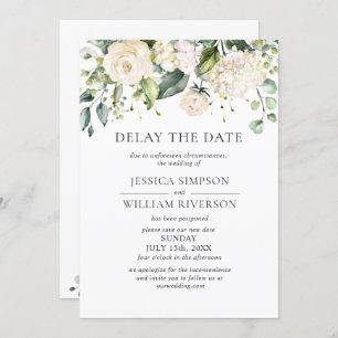 Invitation Elégant Blush Rose Mariage Date Postponton