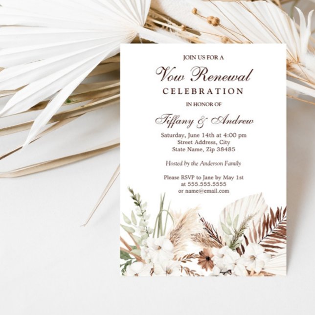 Invitation Élégant Bohème Blanc Floral Vow Renouvellement (Créateur téléchargé)