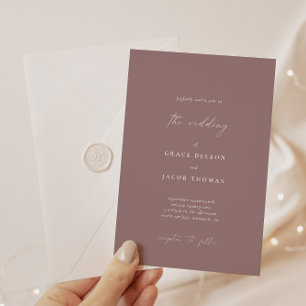 Invitation Élégant Bohème Dusty violet minimaliste Mariage