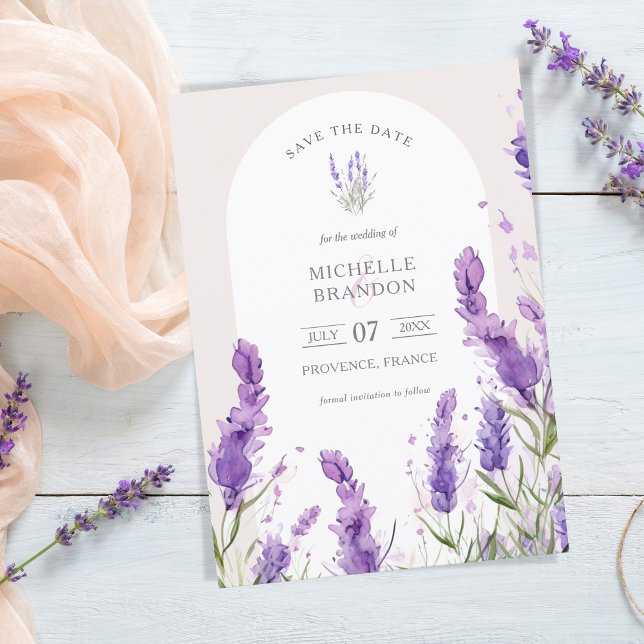 Invitation Élégant Boho Arch Fleur sauvage Lavande Purpl été (lavender arch boho)