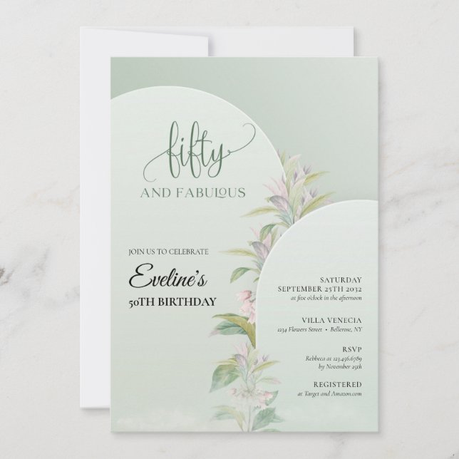Invitation Elégant boho arch verdure feuillage floral (Devant)