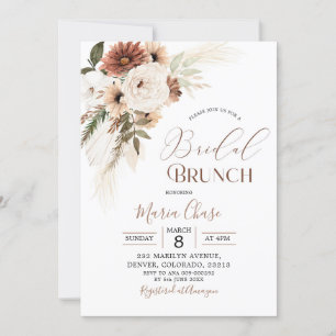Invitation Elégant Boho Beige Pampas Grass Bridal Brunch