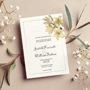 Invitation Élégant boho blanc or floral mariage