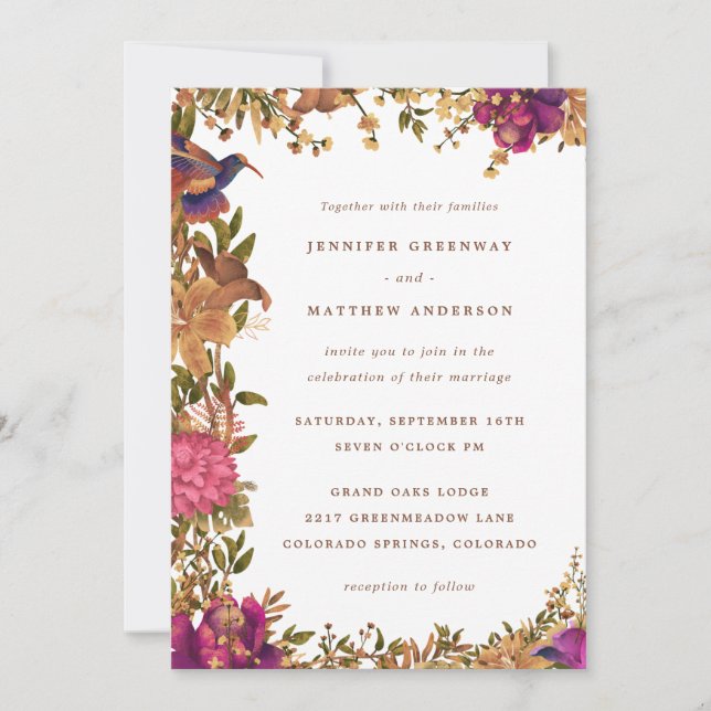 Invitation Elégant Boho Botanique Aquarelle Mariage Floral (Devant)