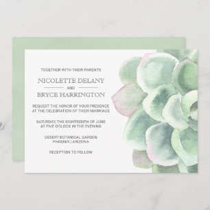 Invitation Élégant Boho Botanique Sage Mariage Succulent