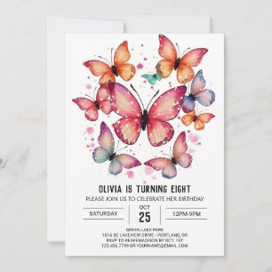 Invitation Elégant Boho Butterfly Girl Anniversaire