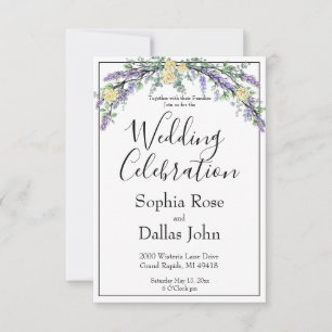 Invitation Elégant boho chic Lavender Yellow roses Mariage