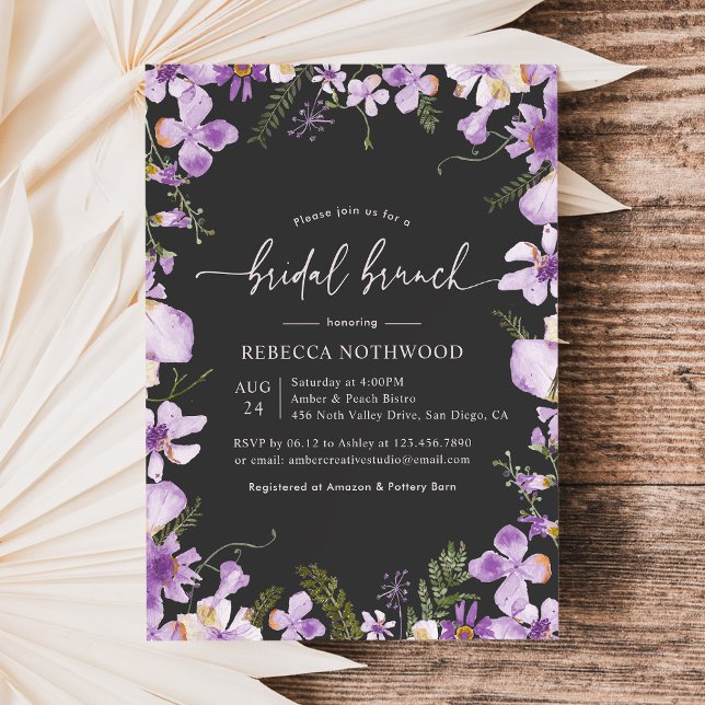 Invitation Elégant Boho Chic Purple Bridal Brunch Douche (Créateur téléchargé)