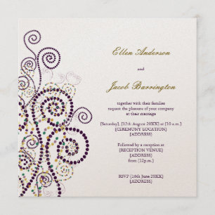 Invitation Elégant Boho Classy Purple Spirales Mariage Invite