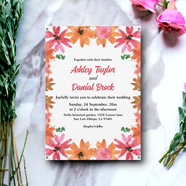 Invitation Elégant Boho Country Roses Floral Mariage de autom (Créateur téléchargé)